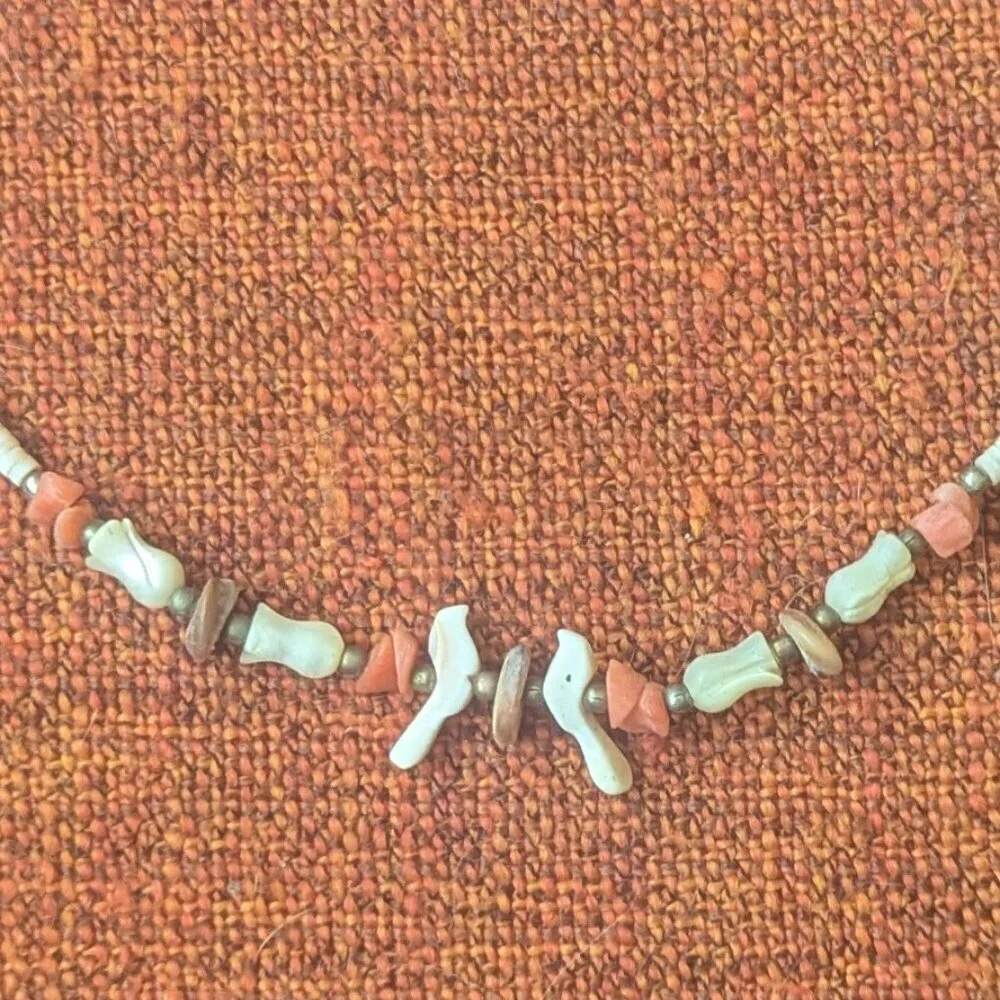 Heshi Fetish Necklace Bird Dove Choker Native‎ Tribal Navajo Zuni Puka Boho